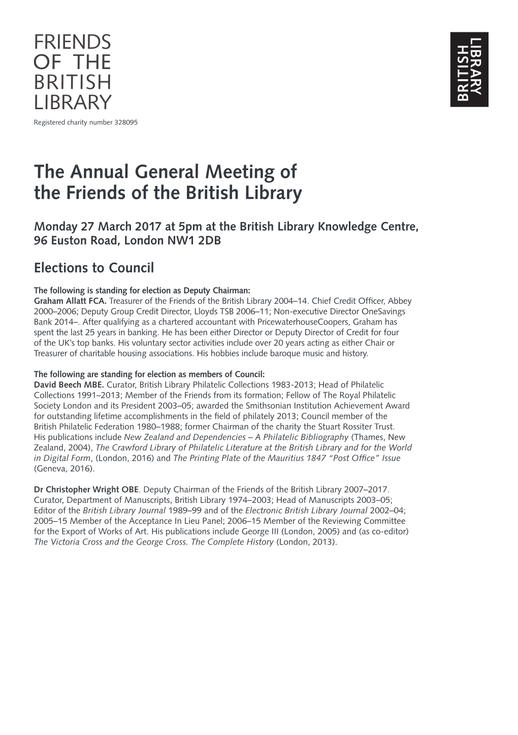 The Annual General Meeting of the Friends of the British Library