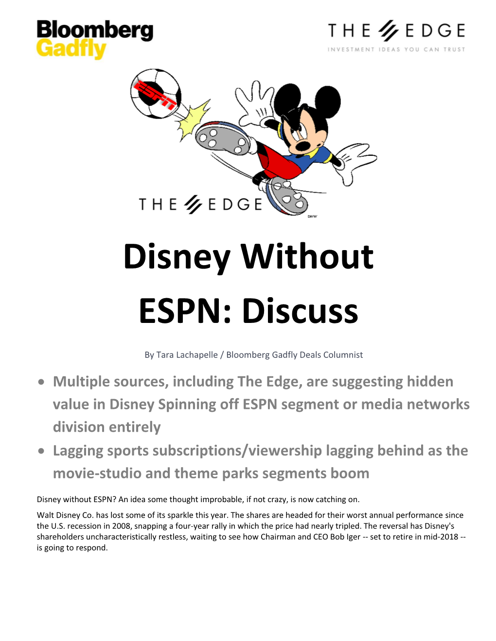 Disney Without ESPN: Discuss