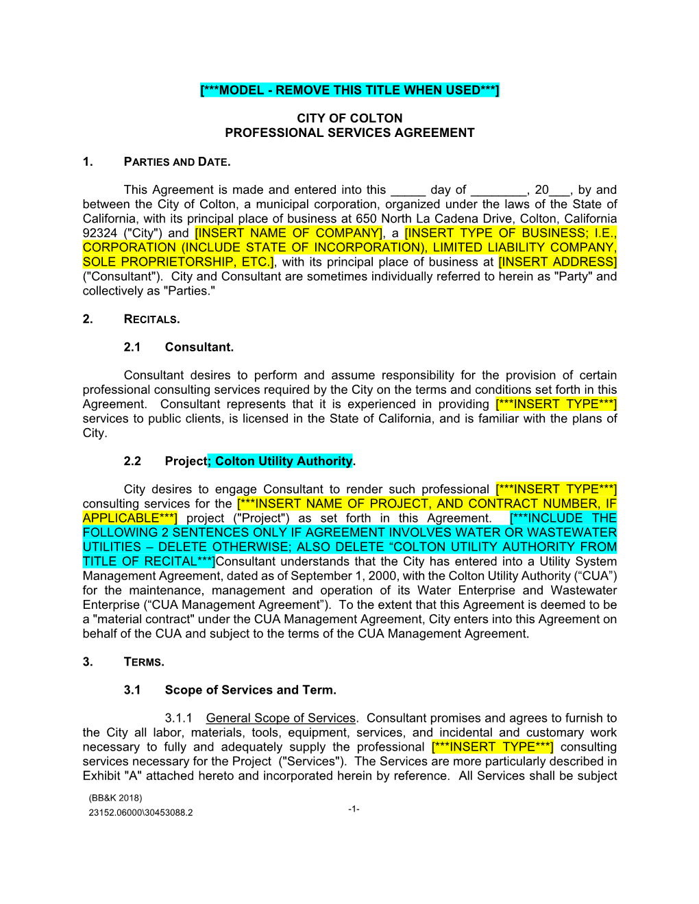 Sample Professional Service Agreement (PDF)