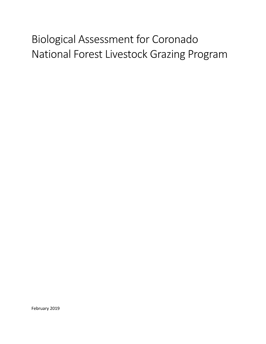 Biological Assessment for Coronado National Forest Livestock Grazing Program