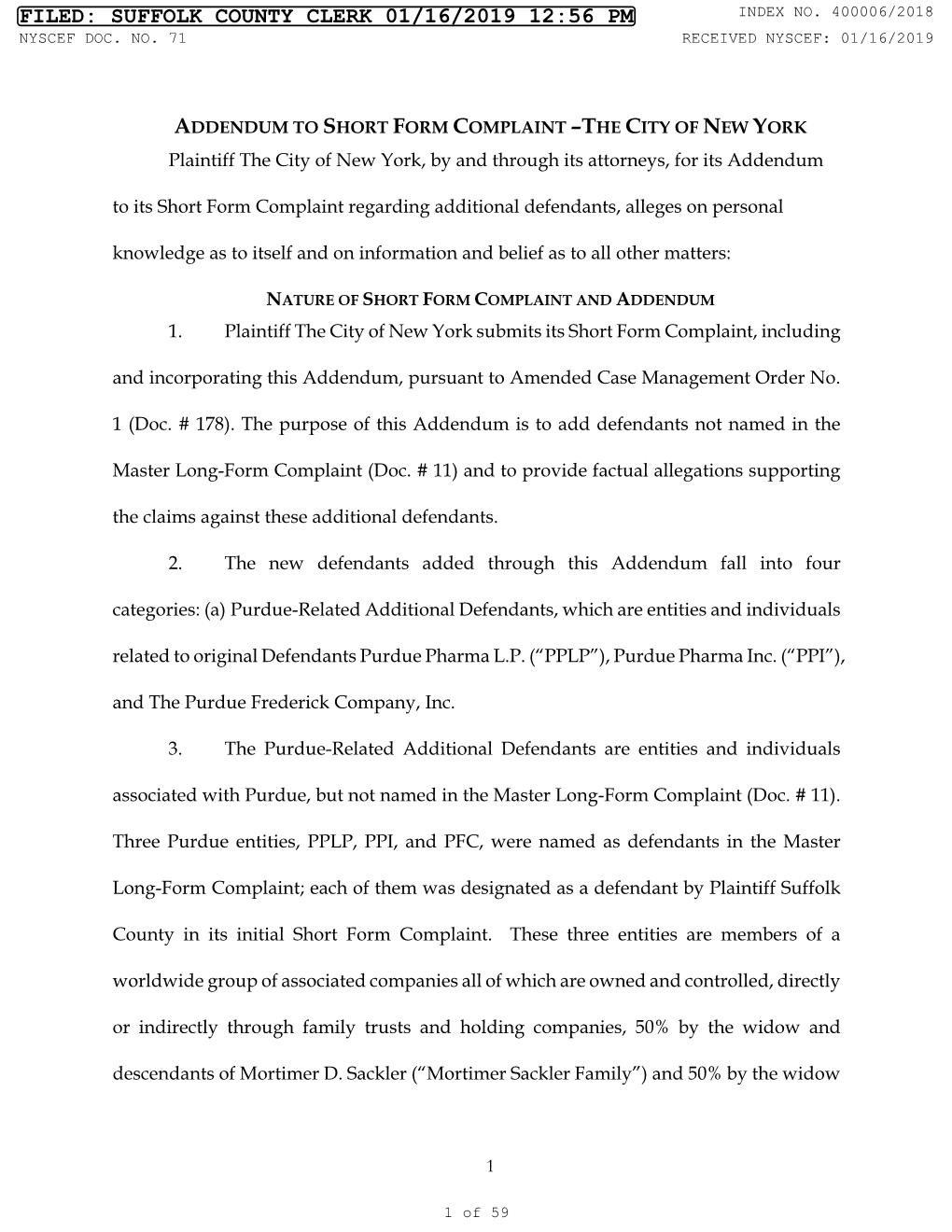 Suffolk County Clerk 01/16/2019 12:56 Pm Index No