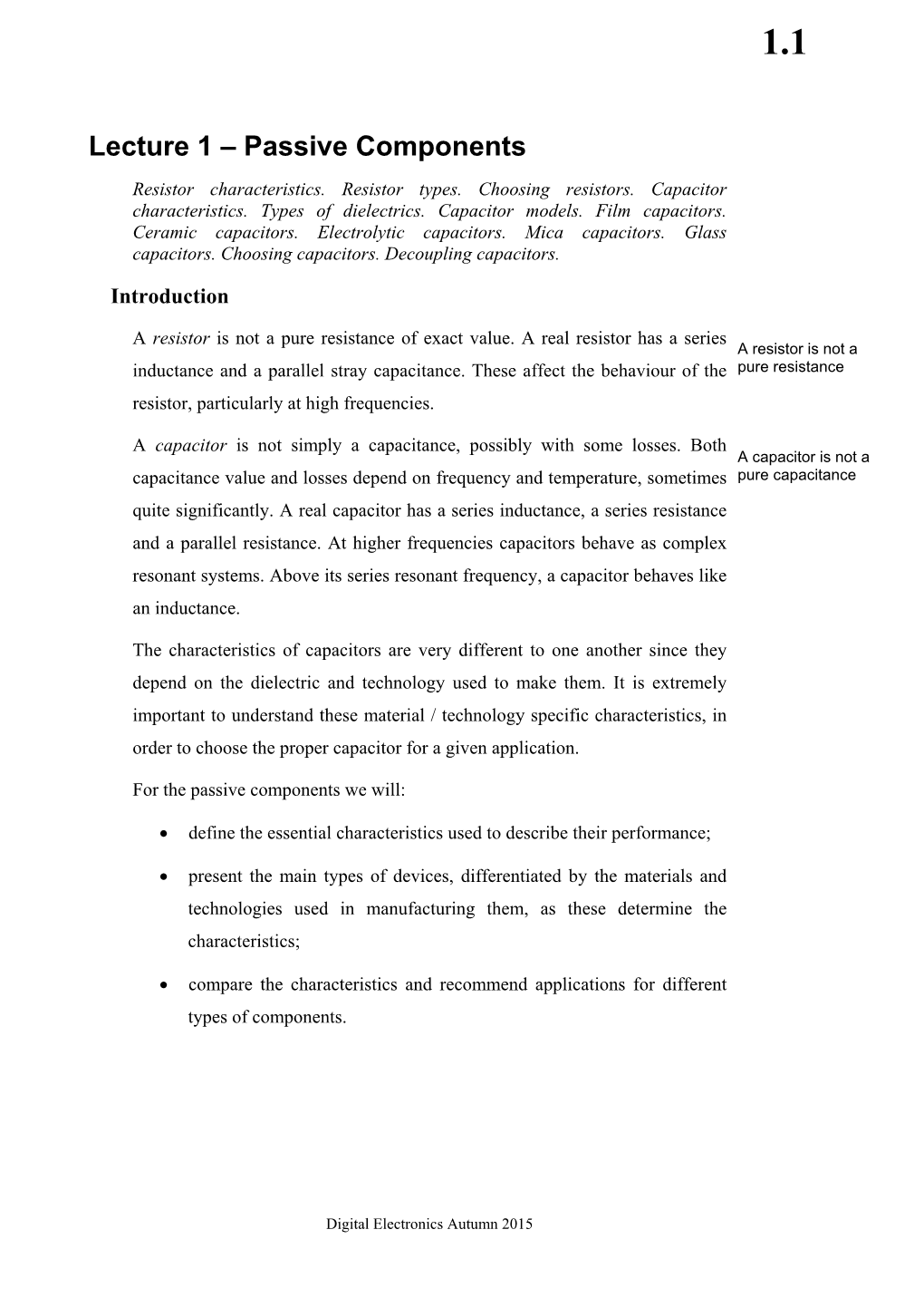 Lecture 1 – Passive Components