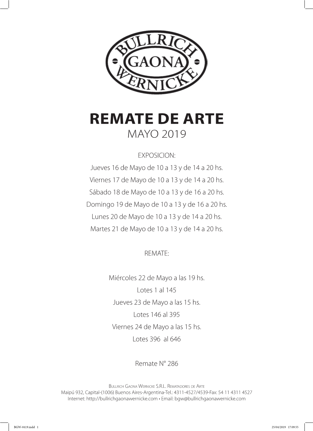 REMATE DE ARTE Mayo 2019