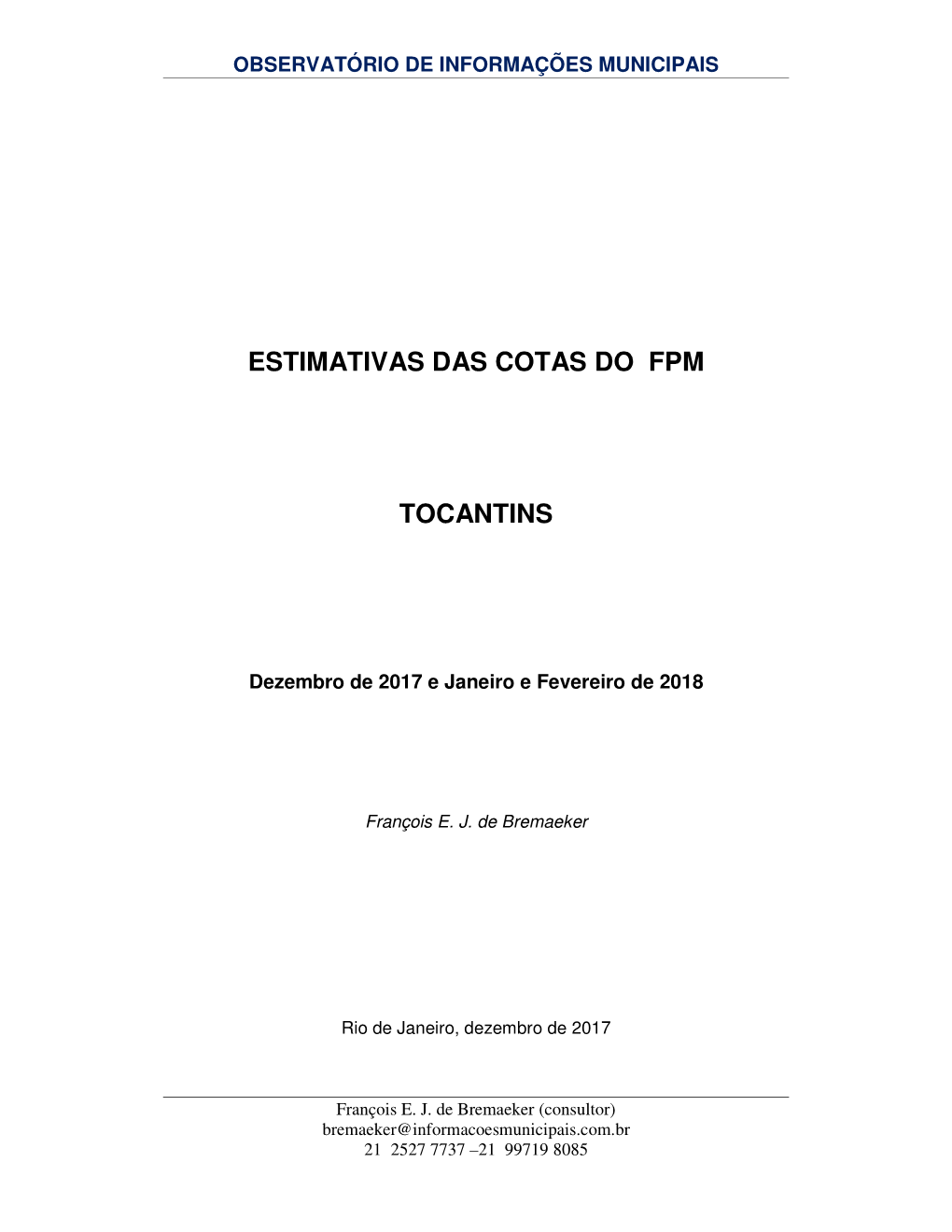 Estimativas Das Cotas Do Fpm Tocantins