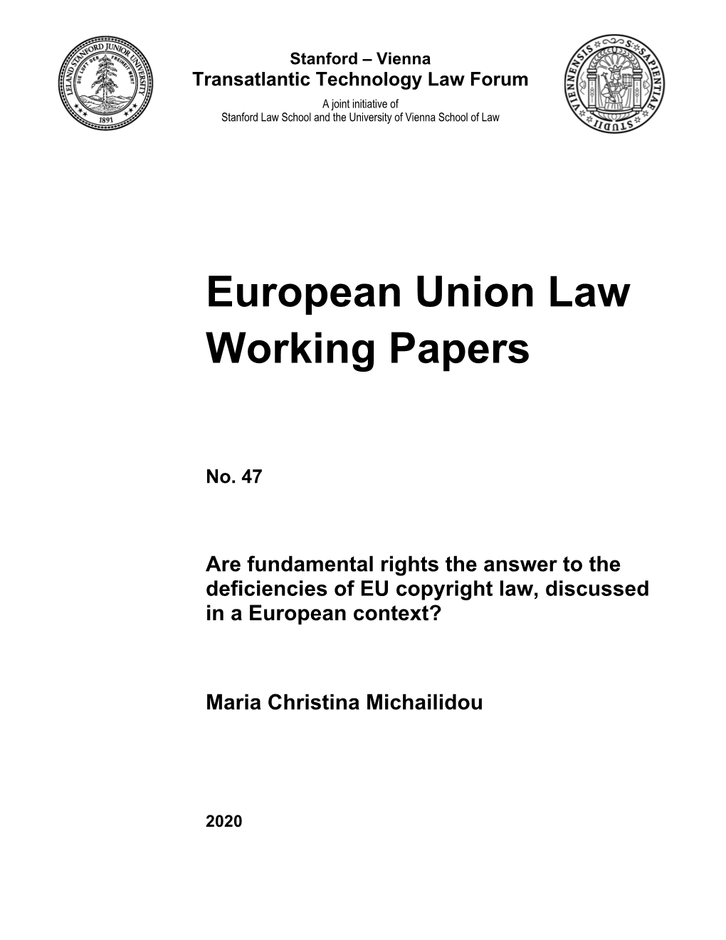 EU Law WP Xx Michailidou Cover