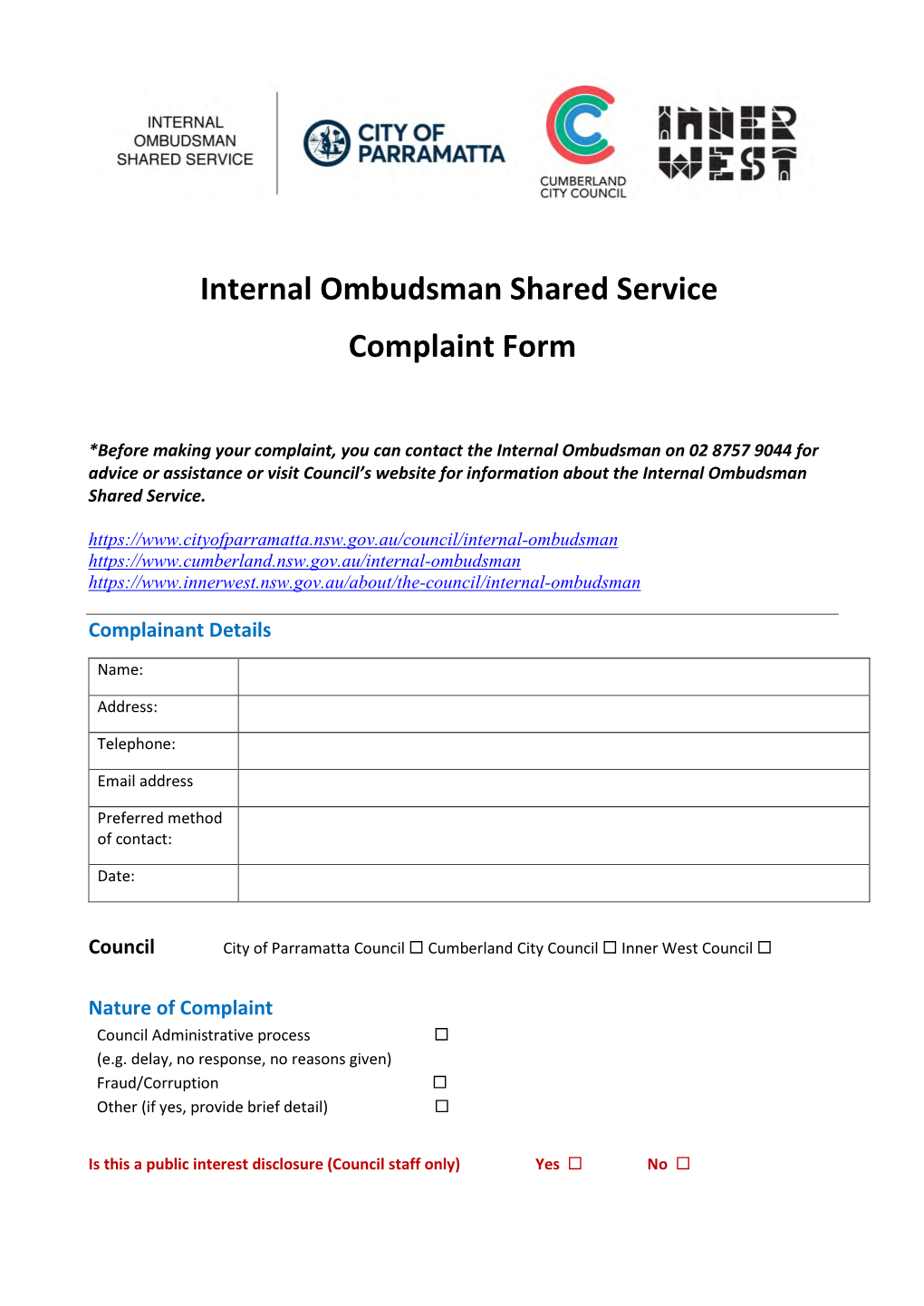 Complaint Form