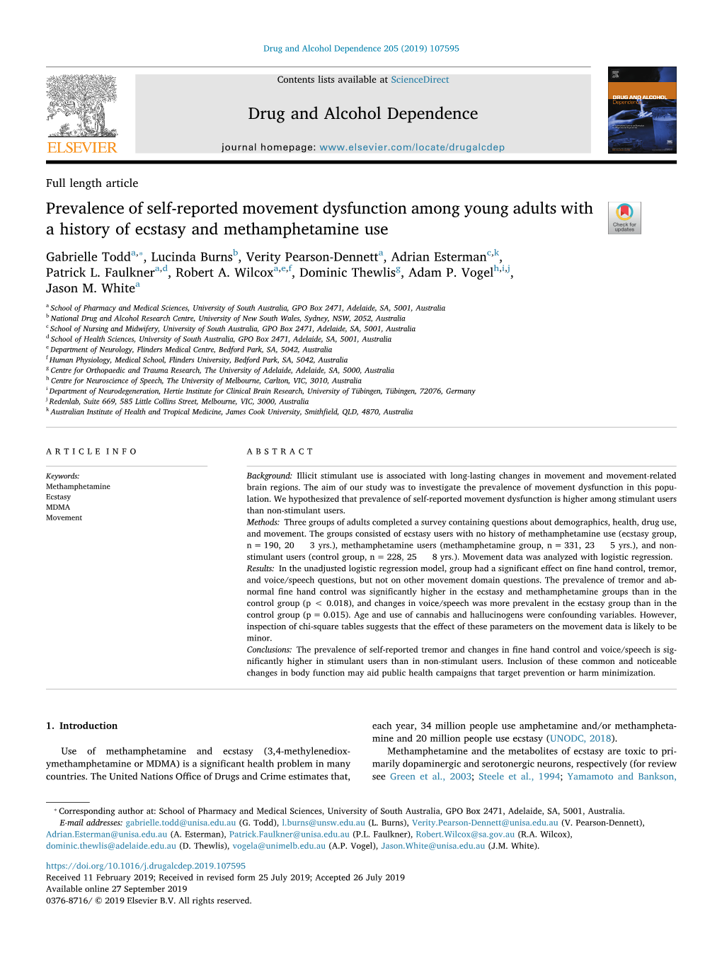 Prevalence of Self-Reported Movement Dysfunction Among Young Adults