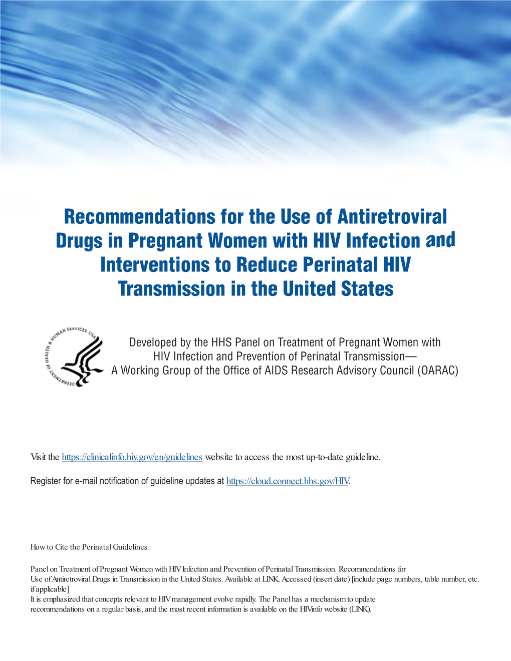 2020 Recommendations for the Use of Antiretroviral Drugs in Pregnant