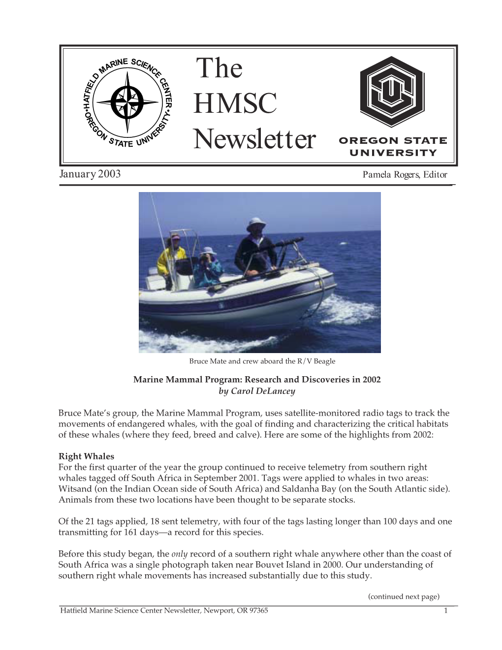 The HMSC Newsletter