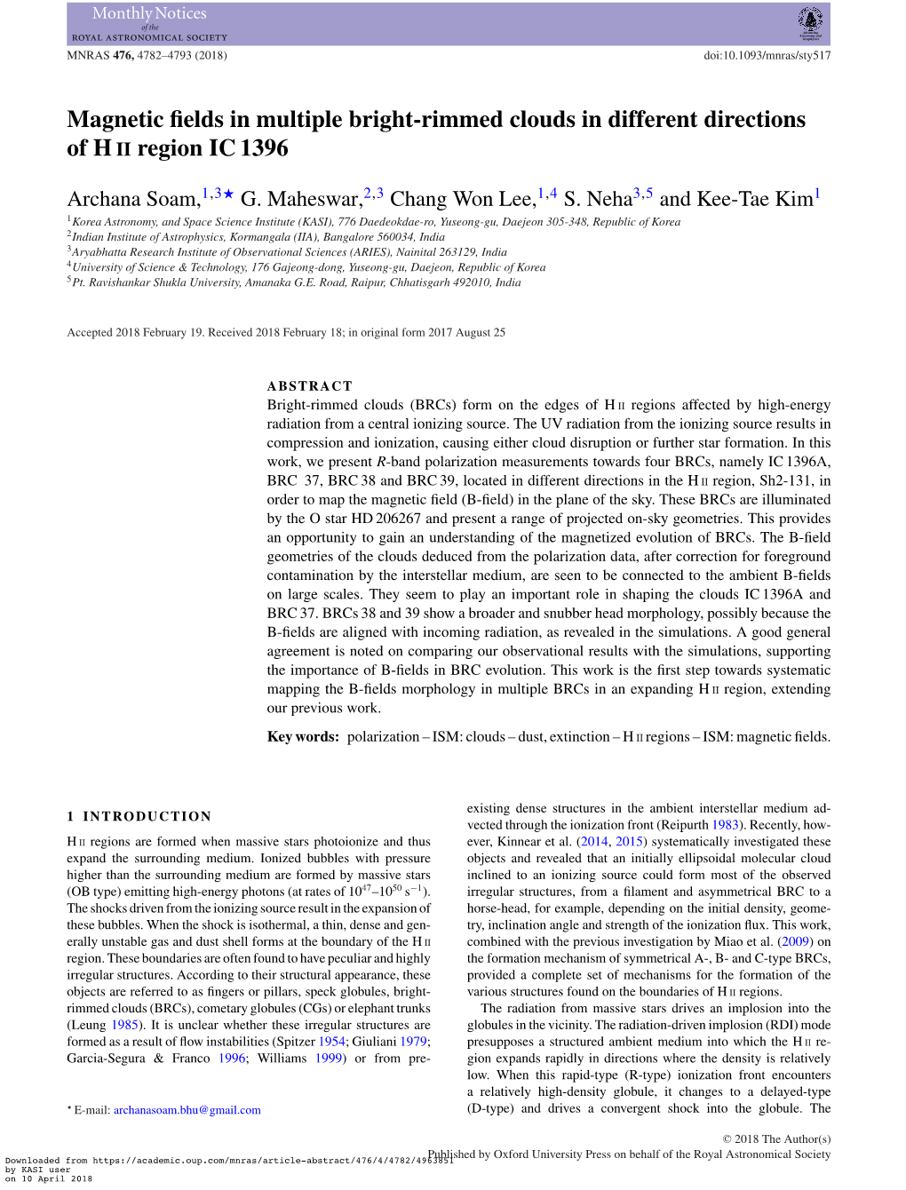 Magnetic Fields in Multiple Bright-Rimmed Clouds in Different