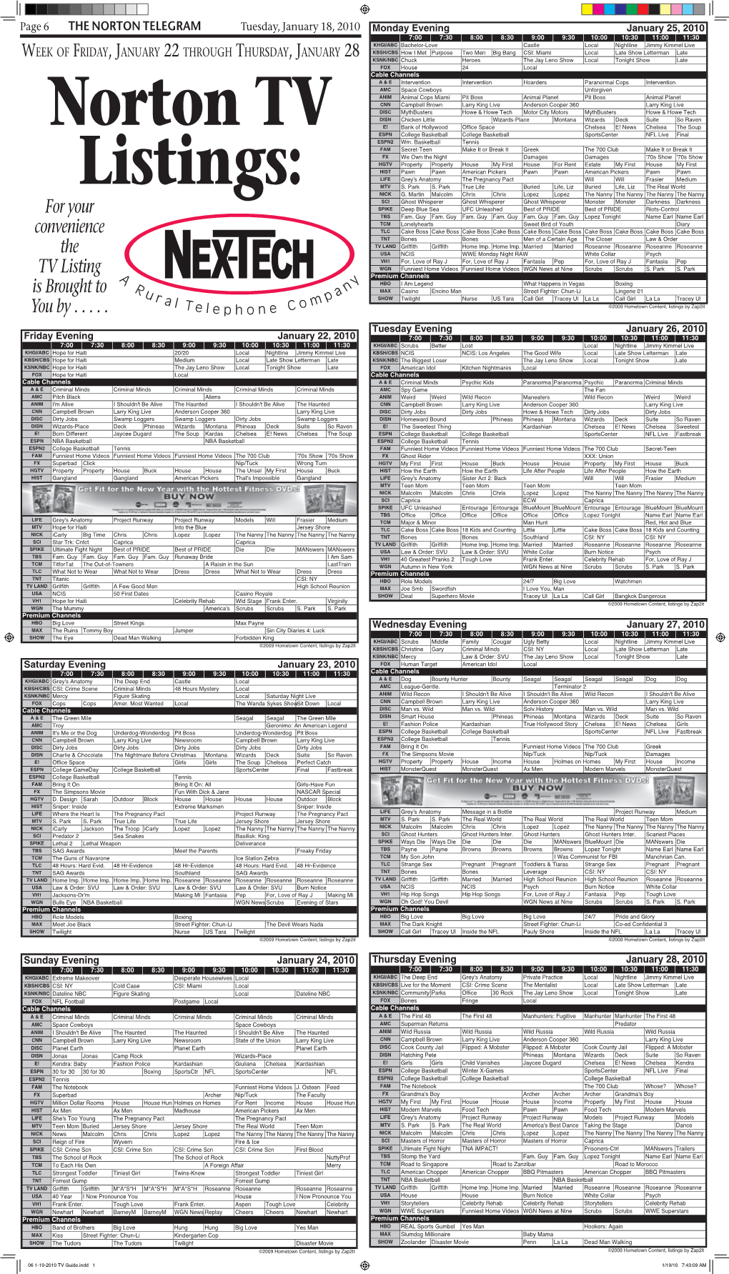06 1-19-2010 TV Guide.Indd 1 1/19/10 7:43:09 AM