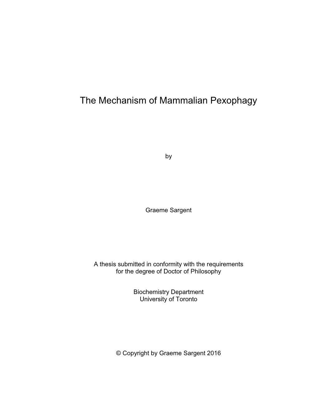 The Mechanism of Mammalian Pexophagy