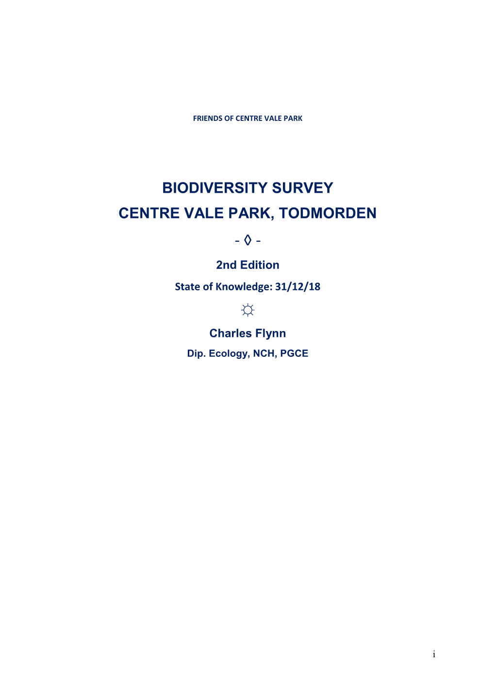 Biodiversity Survey Centre Vale Park, Todmorden