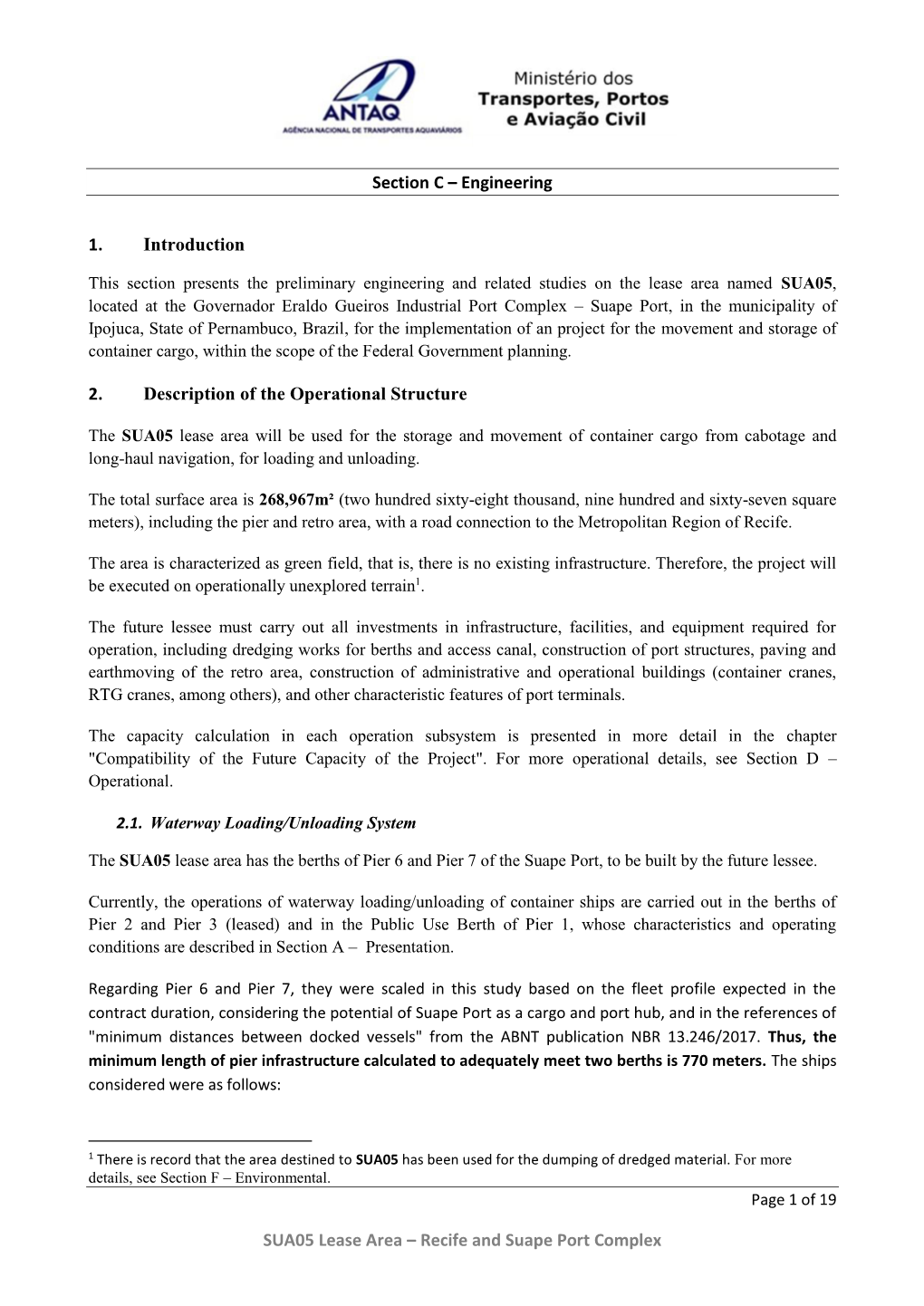 Engineering SUA05 Lease Area – Recife and Suape Port