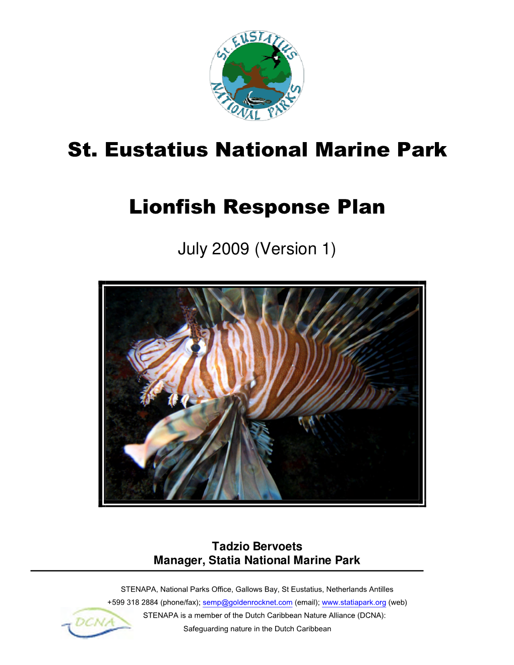 St. Eustatius National Marine Park Lionfish Response Plan