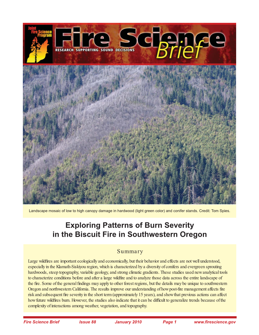 Exploring Patterns of Burn Severity in the Biscuit Fire in Southwestern Oregon