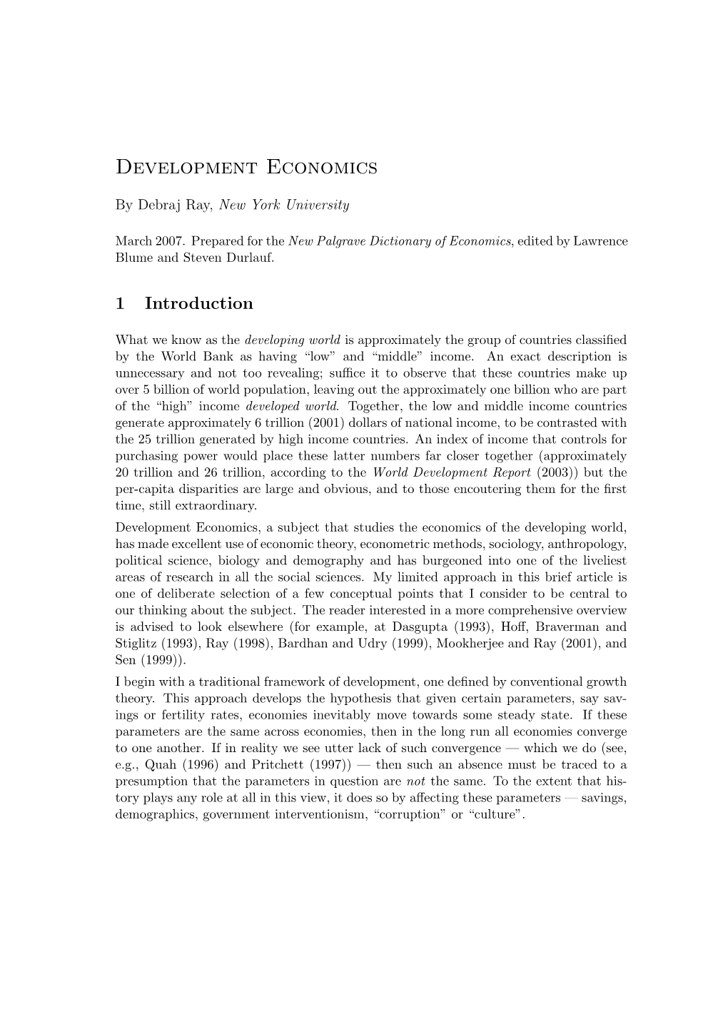 Development Economics