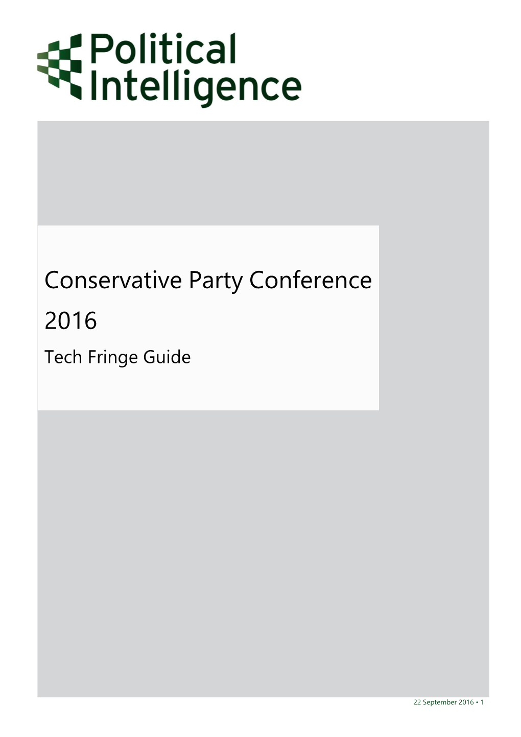 Conservative Party Conference 2016 Tech Fringe Guide