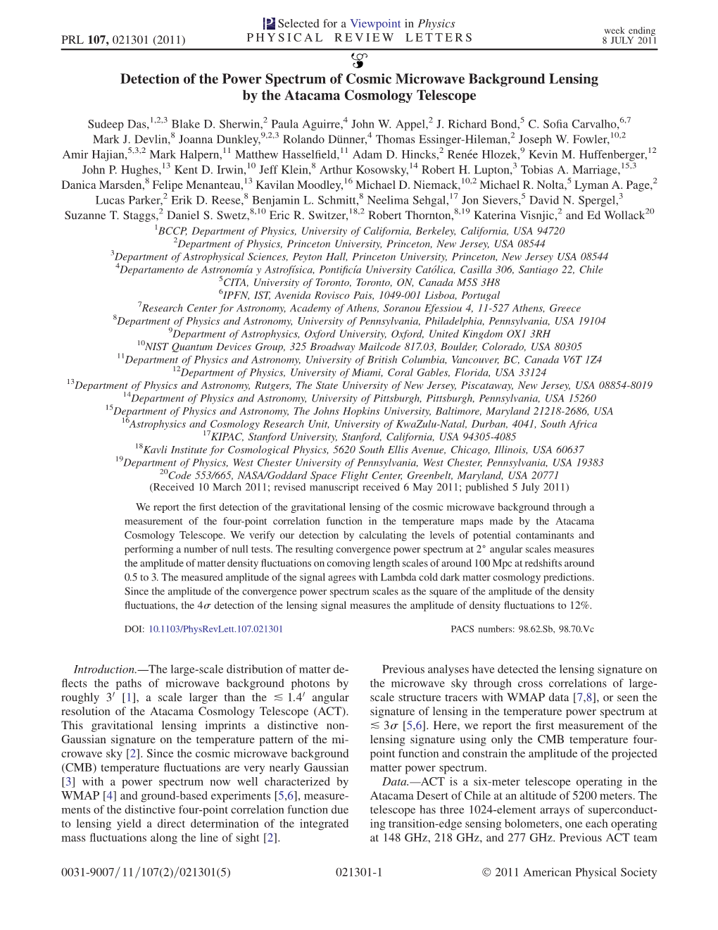 Detection of the Power Spectrum of Cosmic Microwave Background Lensing by the Atacama Cosmology Telescope