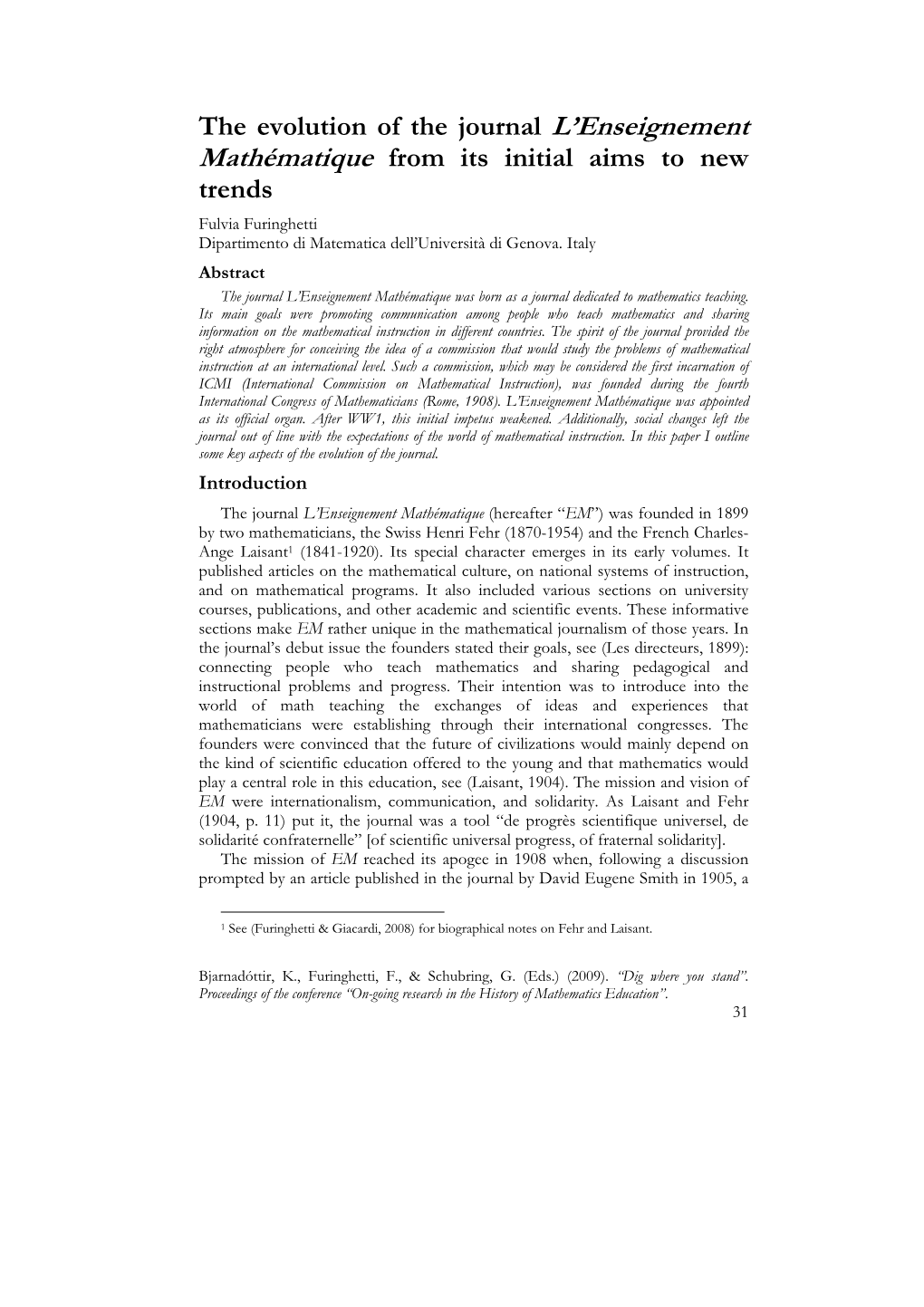 The Evolution of the Journal L'enseignement Mathématique