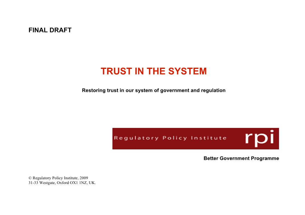 Trust in the System