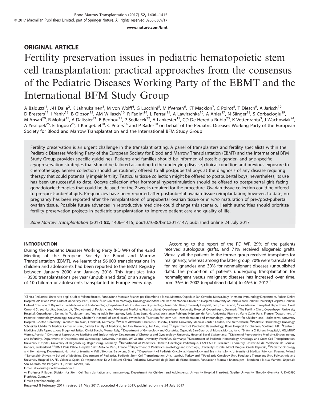 Fertility Preservation Issues in Pediatric Hematopoietic Stem