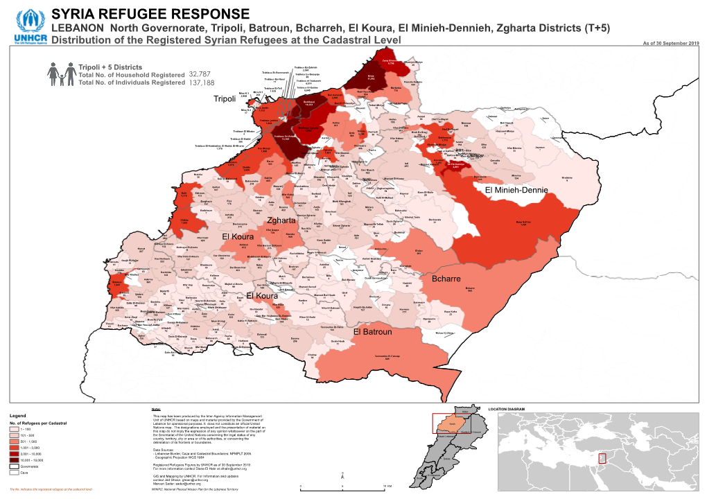 SYRIA REFUGEE RESPONSE LEBANON North Governorate, Tripoli, Batroun, Bcharreh, El Koura, El Minieh-Dennieh, Zgharta Districts (T+5)