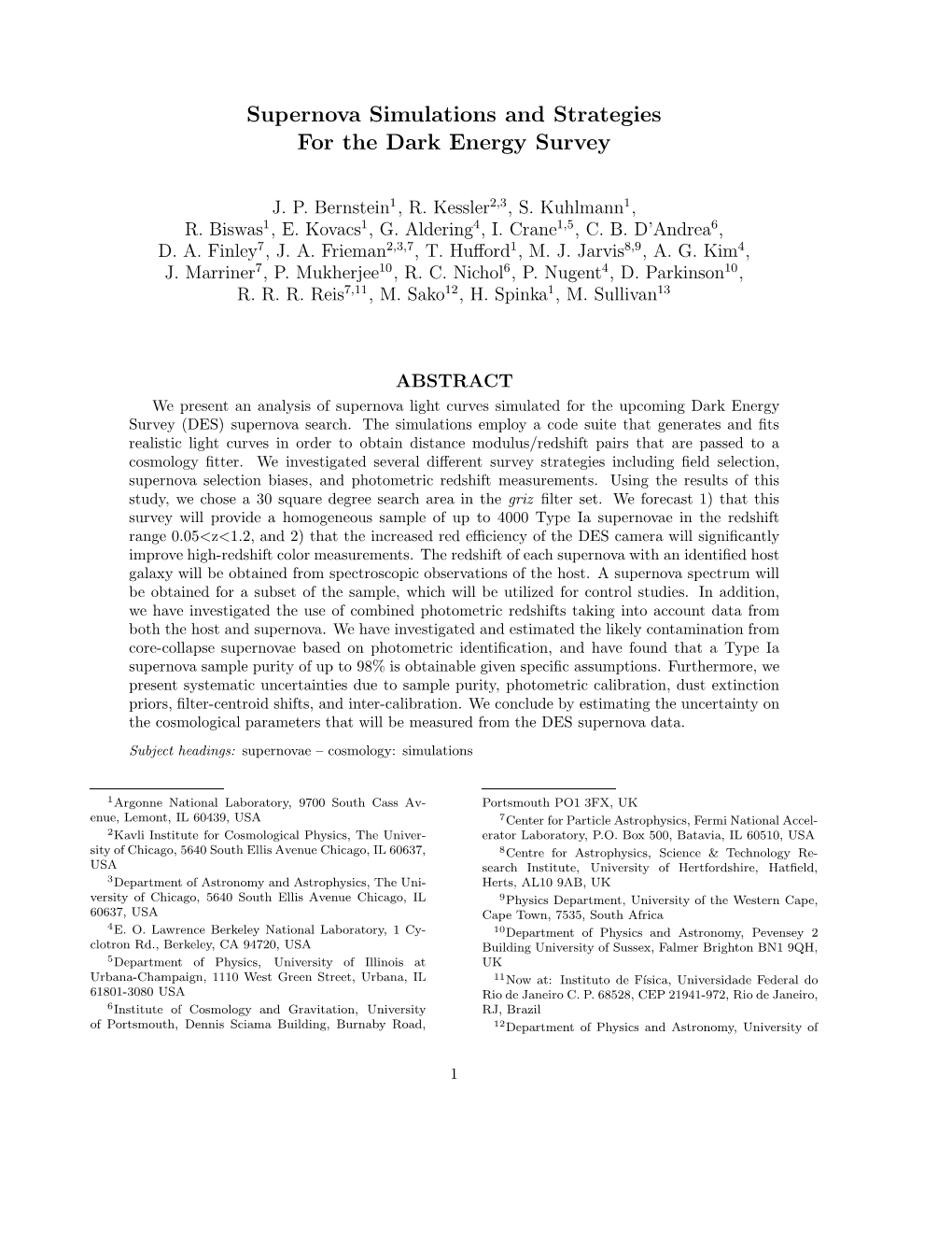 Supernova Simulations and Strategies for the Dark Energy Survey