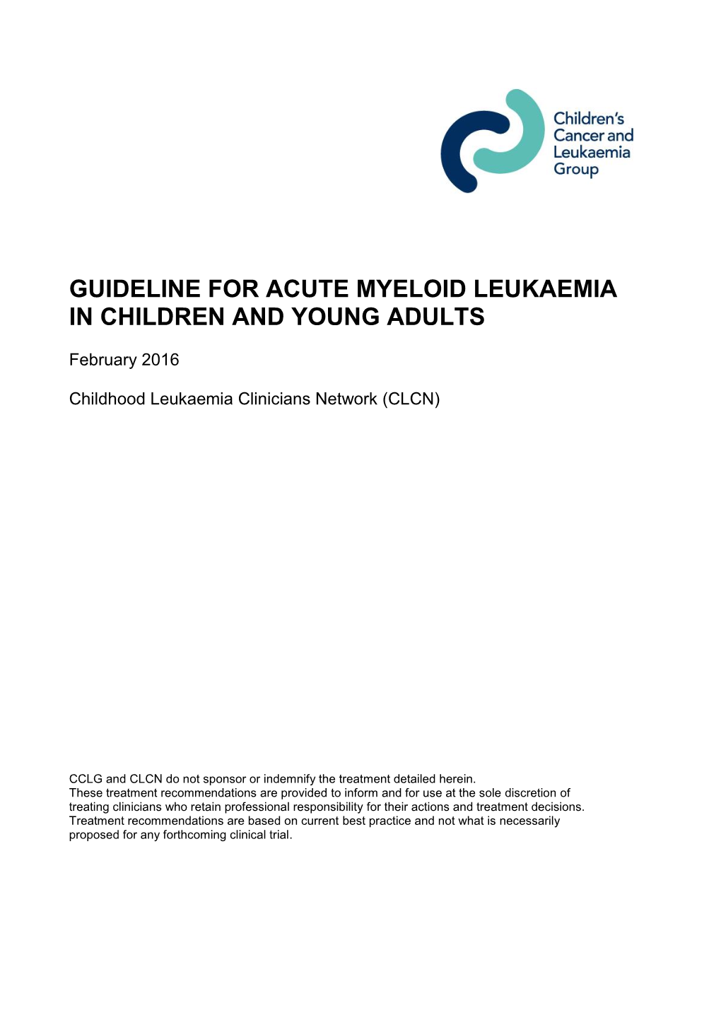 Guideline for Acute Myeloid Leukaemia in Children and Young Adults