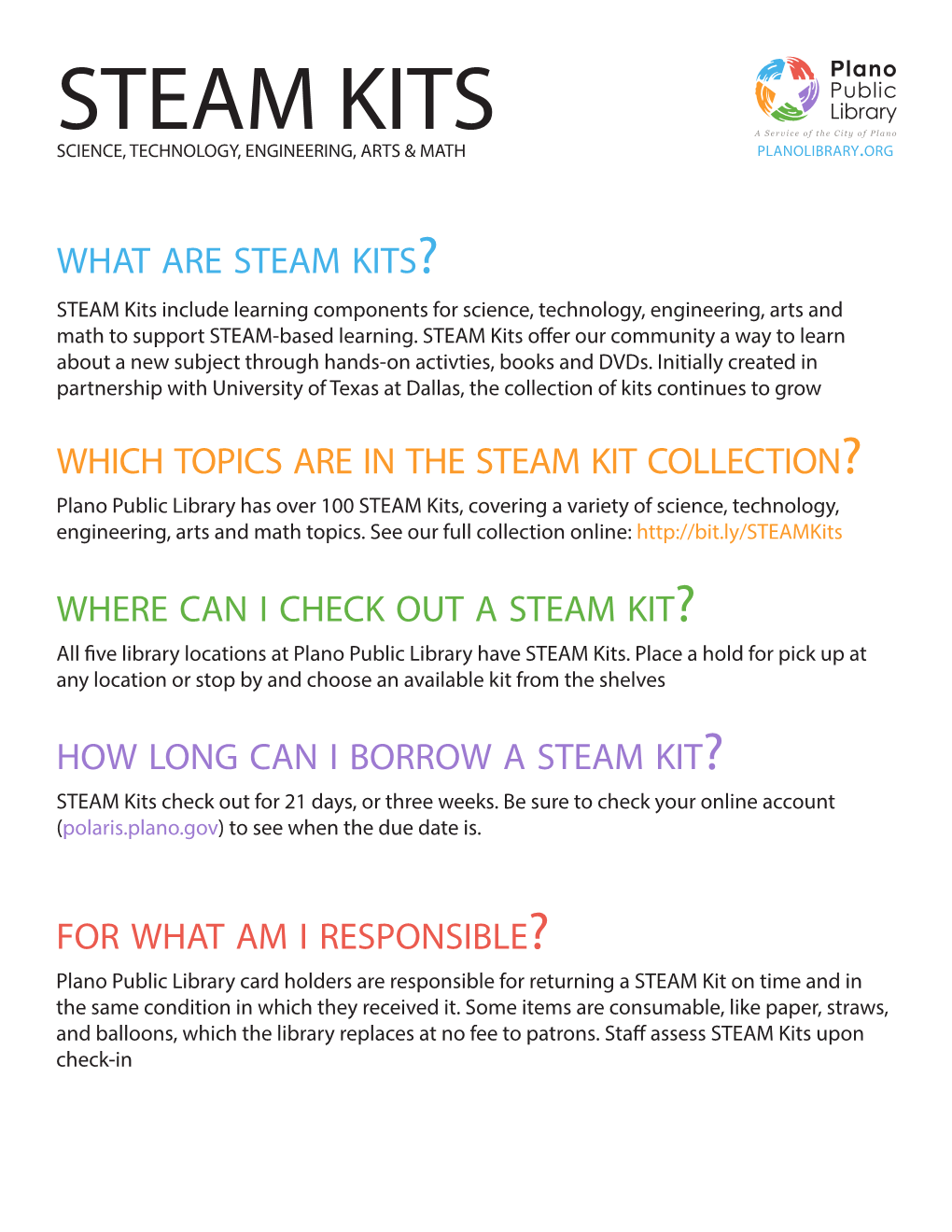 STEAM KITS SCIENCE, TECHNOLOGY, ENGINEERING, ARTS & MATH Planolibrary.Org