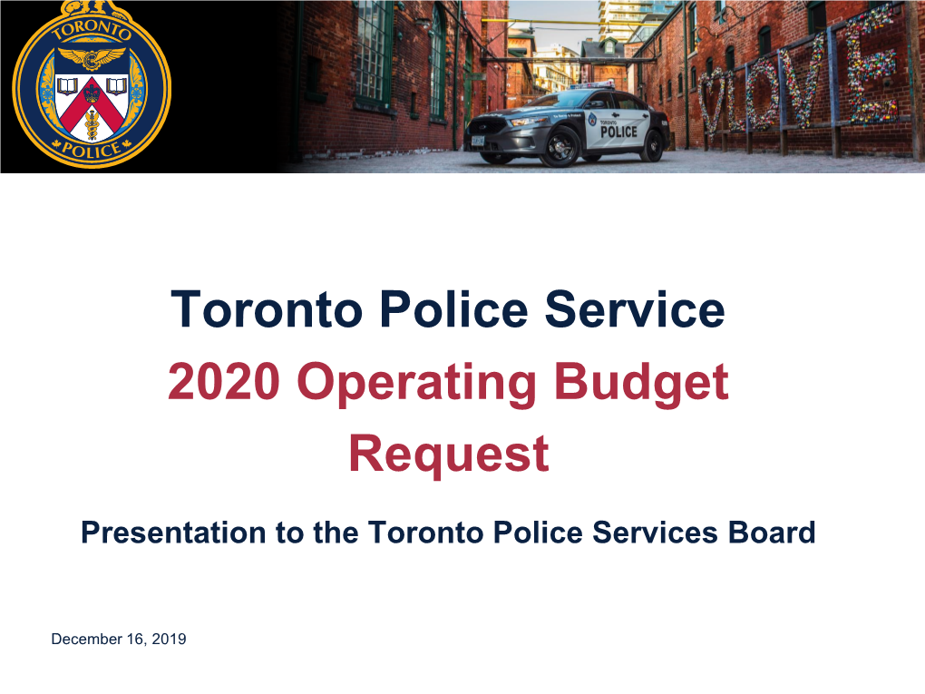 Toronto Police Service 2020 Operating Budget Request