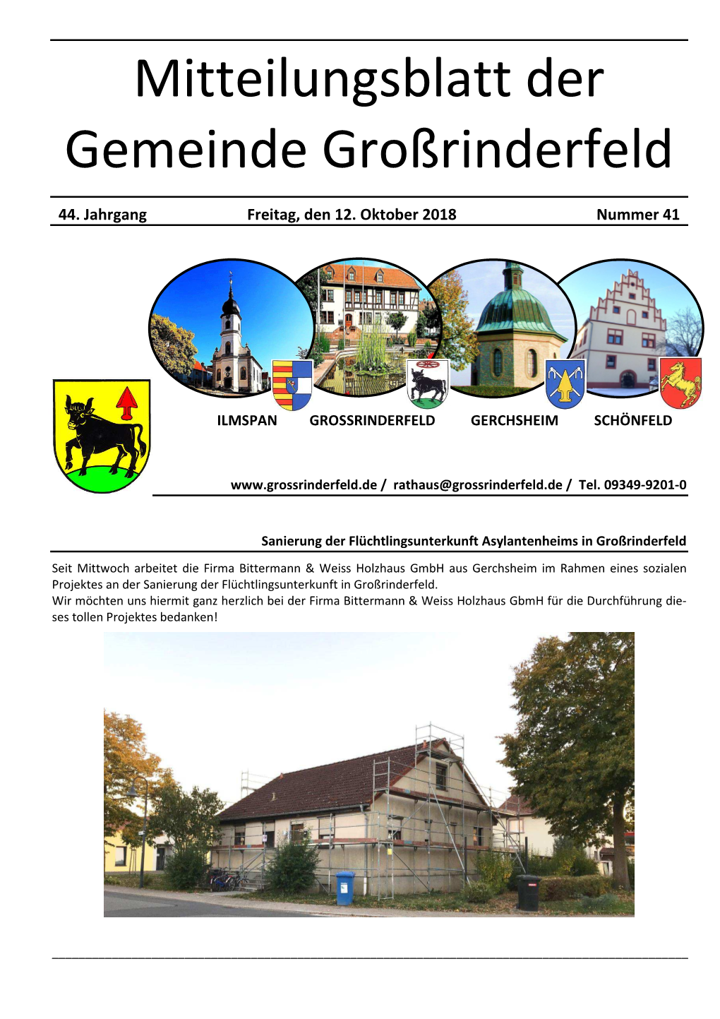 Mitteilungsblatt Der Gemeinde Großrinderfeld