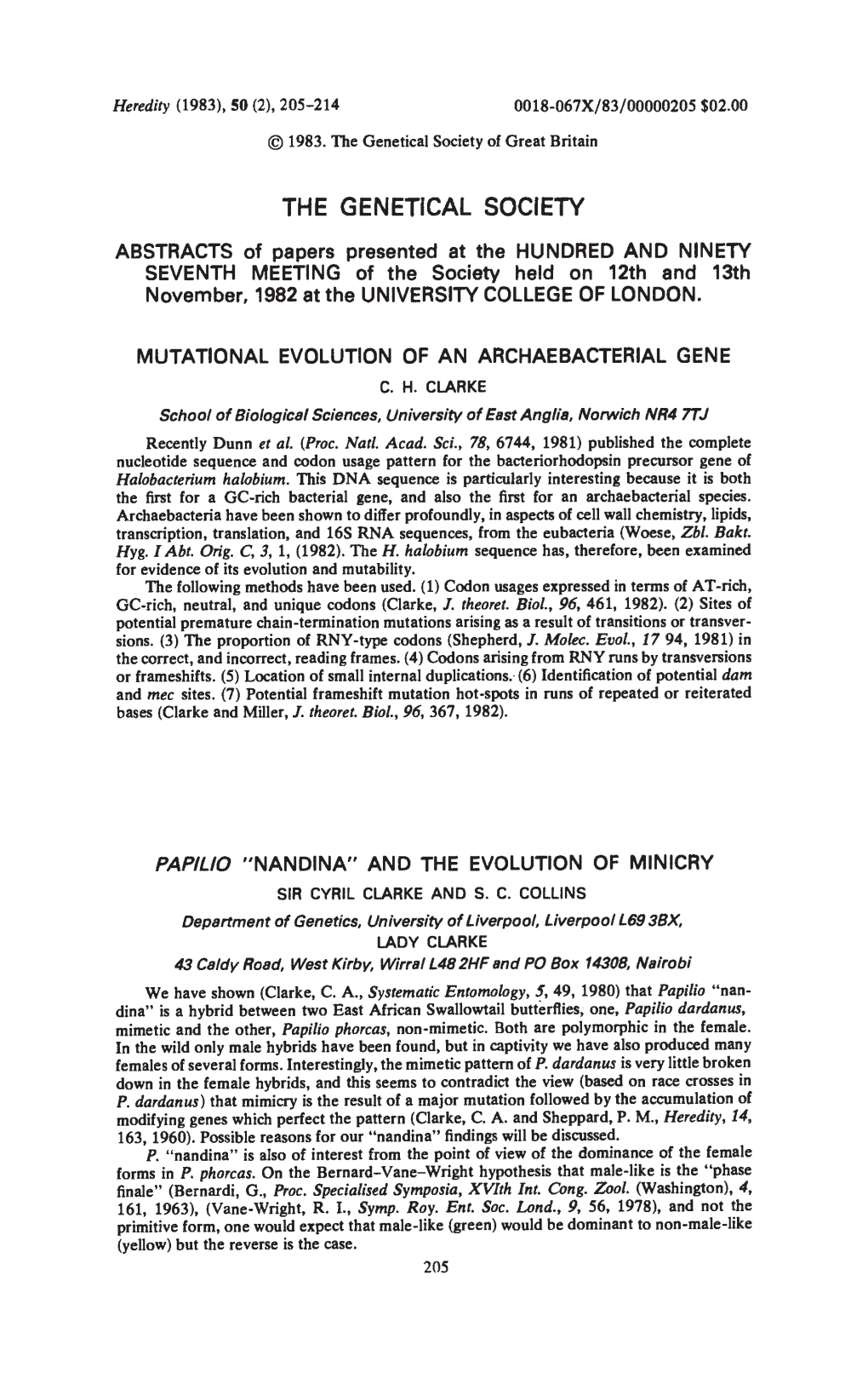 THE GENETICAL SOCIETY SEVENTH MEETING of the Society