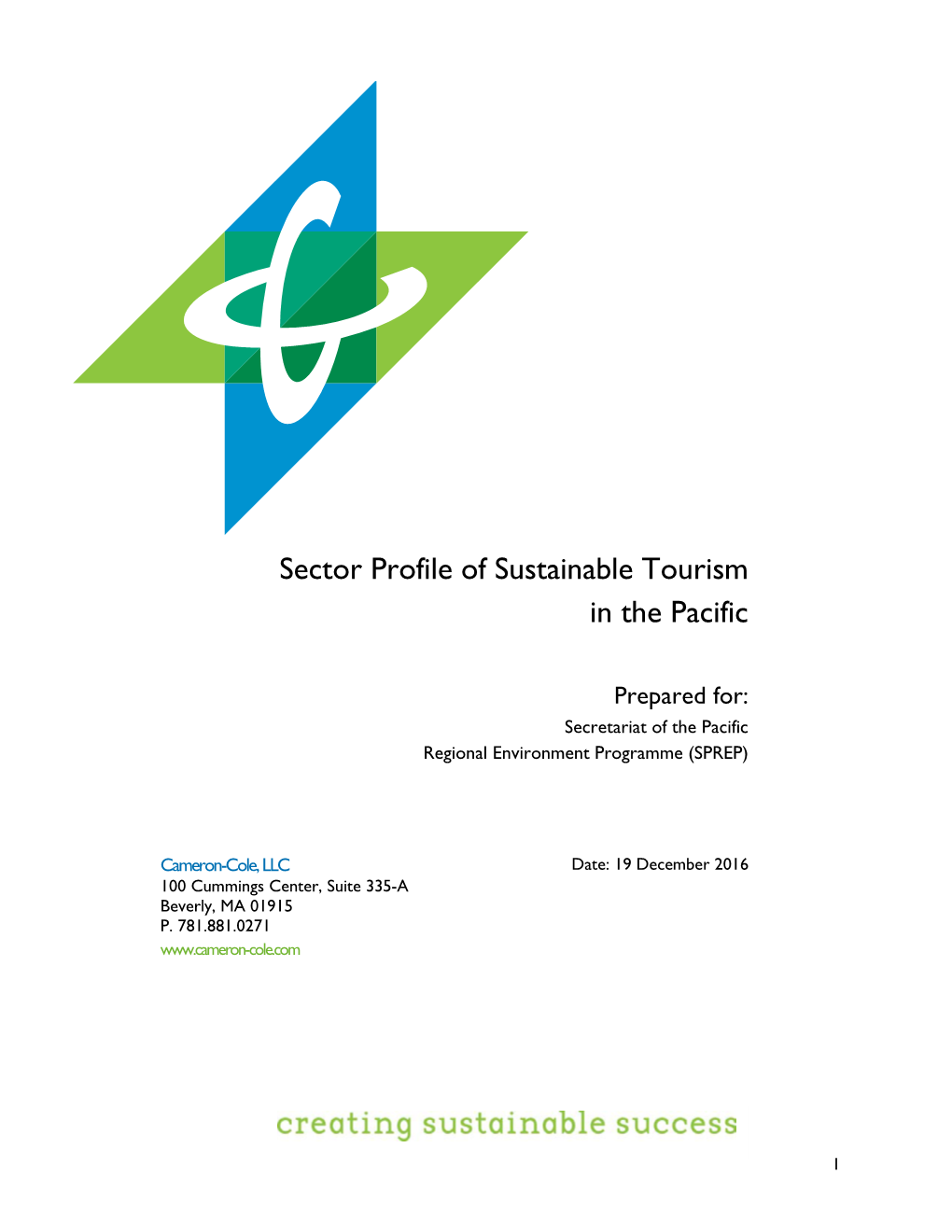 Sector Profile of Sustainable Tourism in the Pacific