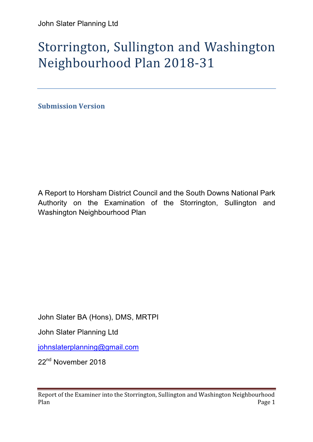 Storrington, Sullington and Washington Neighbourhood Plan 2018-31