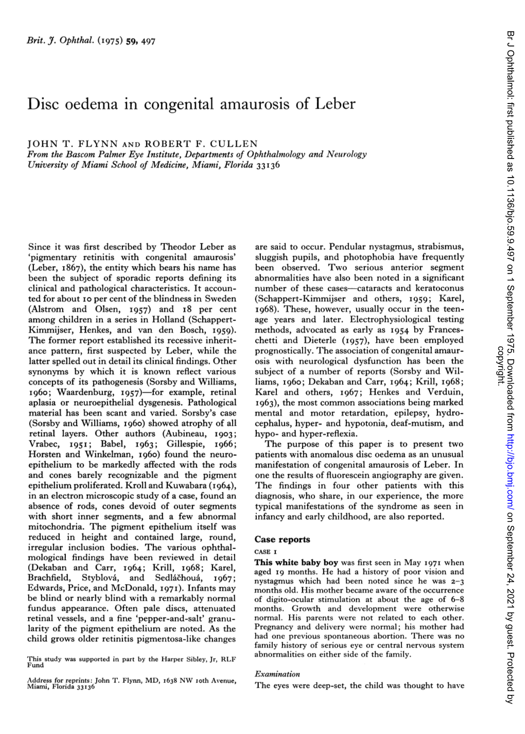 Disc Oedema in Congenital Amaurosis of Leber