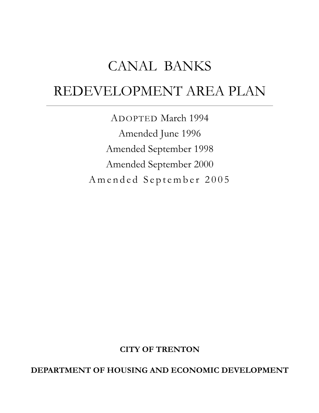 Canal Banks Redevelopment Area Plan