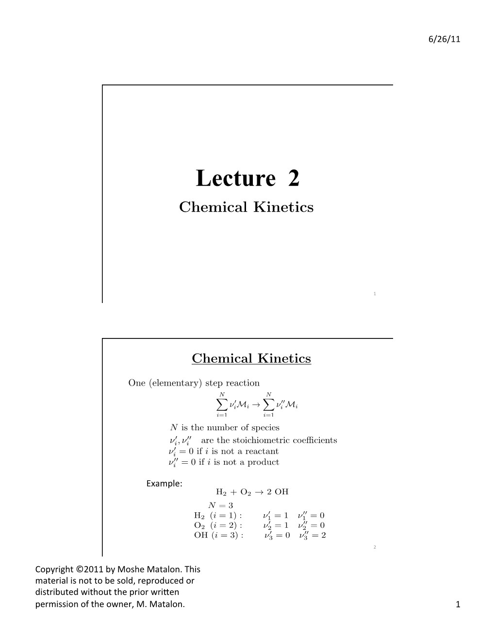 Lecture 2 Chemical Kinetics