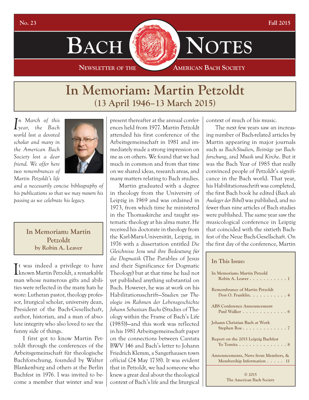 Bach Notes No. 23