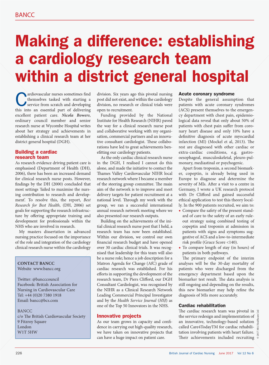 Making a Difference: Establishing a Cardiology Research Team Within a District General Hospital