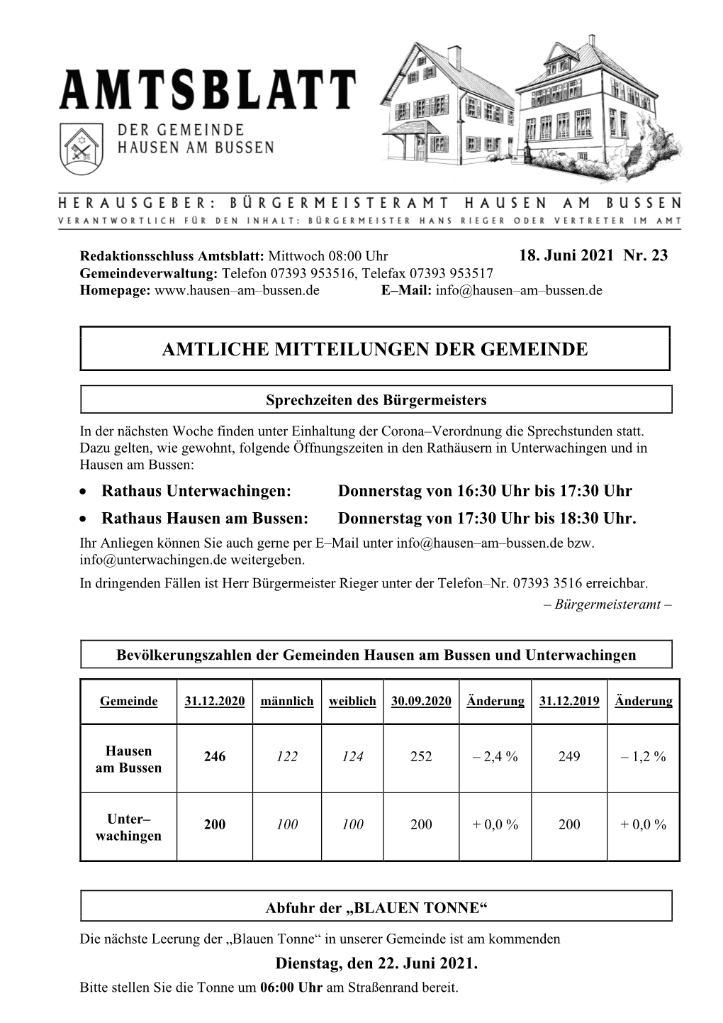 Amtliche Mitteilungen Der Gemeinde