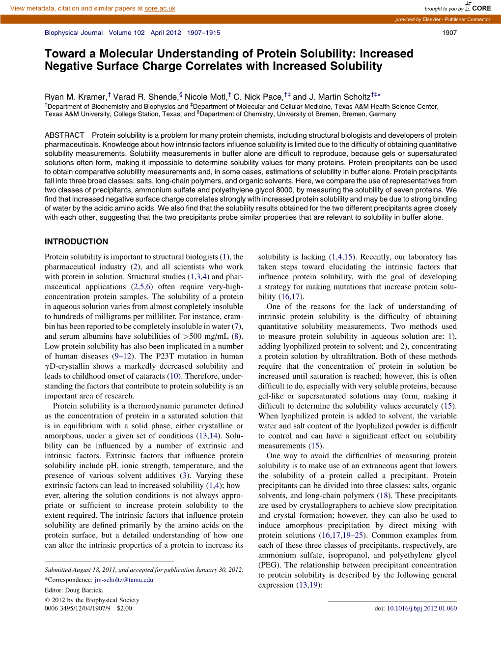 Toward a Molecular Understanding of Protein Solubility: Increased Negative Surface Charge Correlates with Increased Solubility