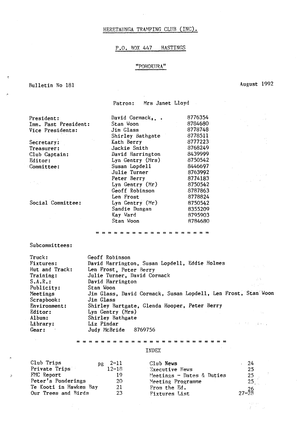 Heretaunca Tramping Club (Inc). P.O. Box 447 Hastings