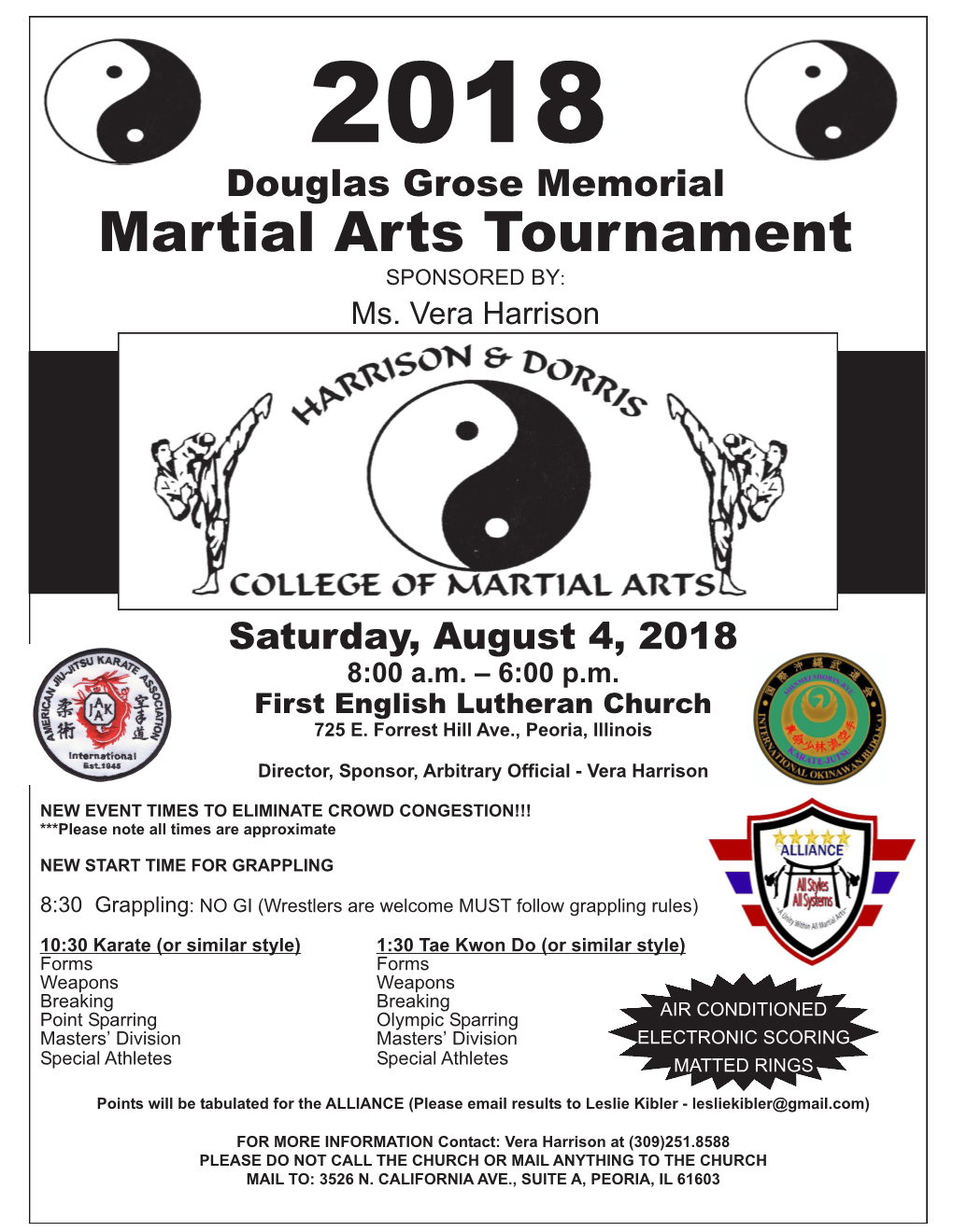 2018 Douglas Grose Memorial Martial Arts Tournament Flyer