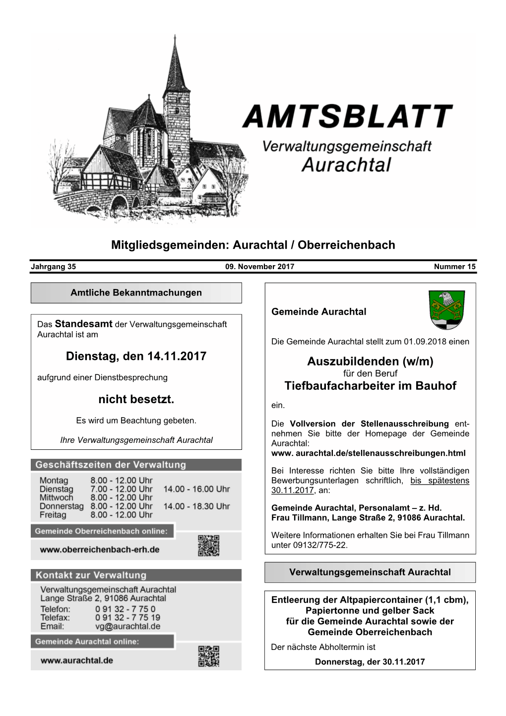Amtsblatt | Verwaltungsgemeinde Aurachtal