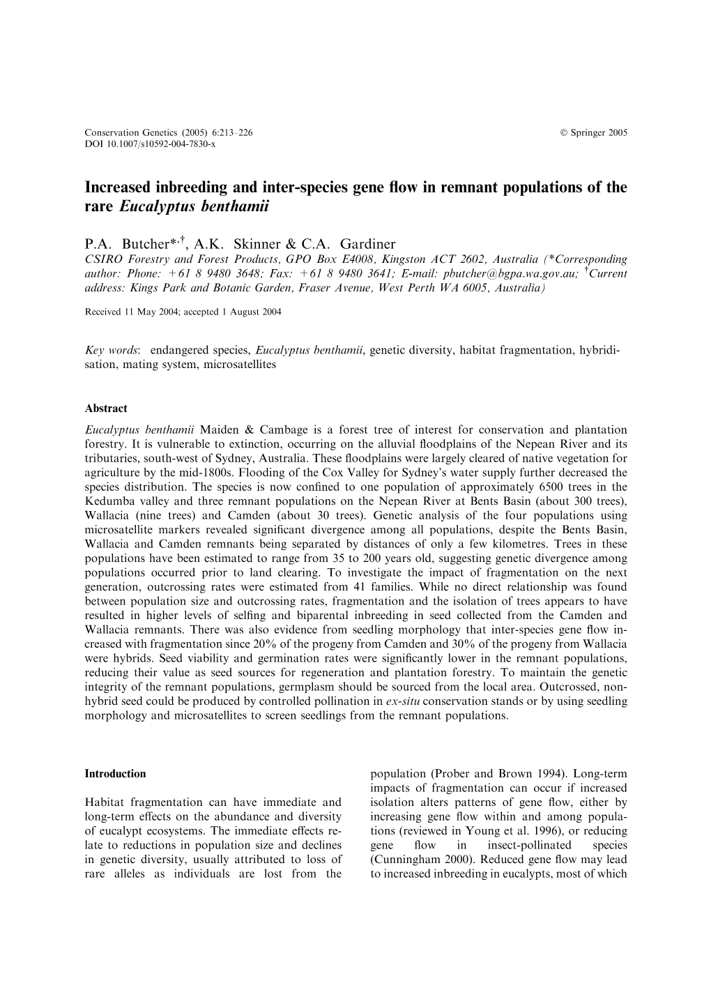 Increased Inbreeding and Inter-Species Gene Flow in Remnant