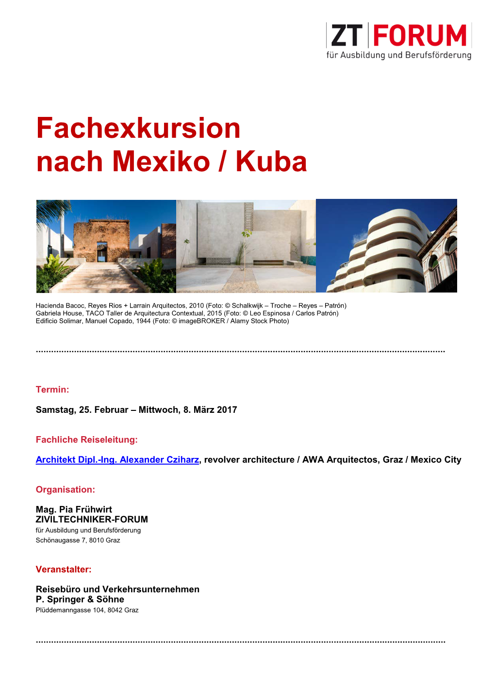 Fachexkursion Nach Mexiko / Kuba