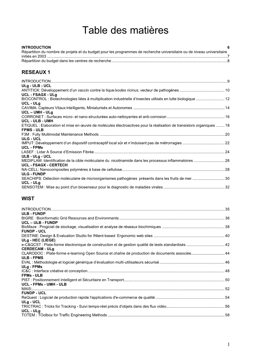 Table Des Matières