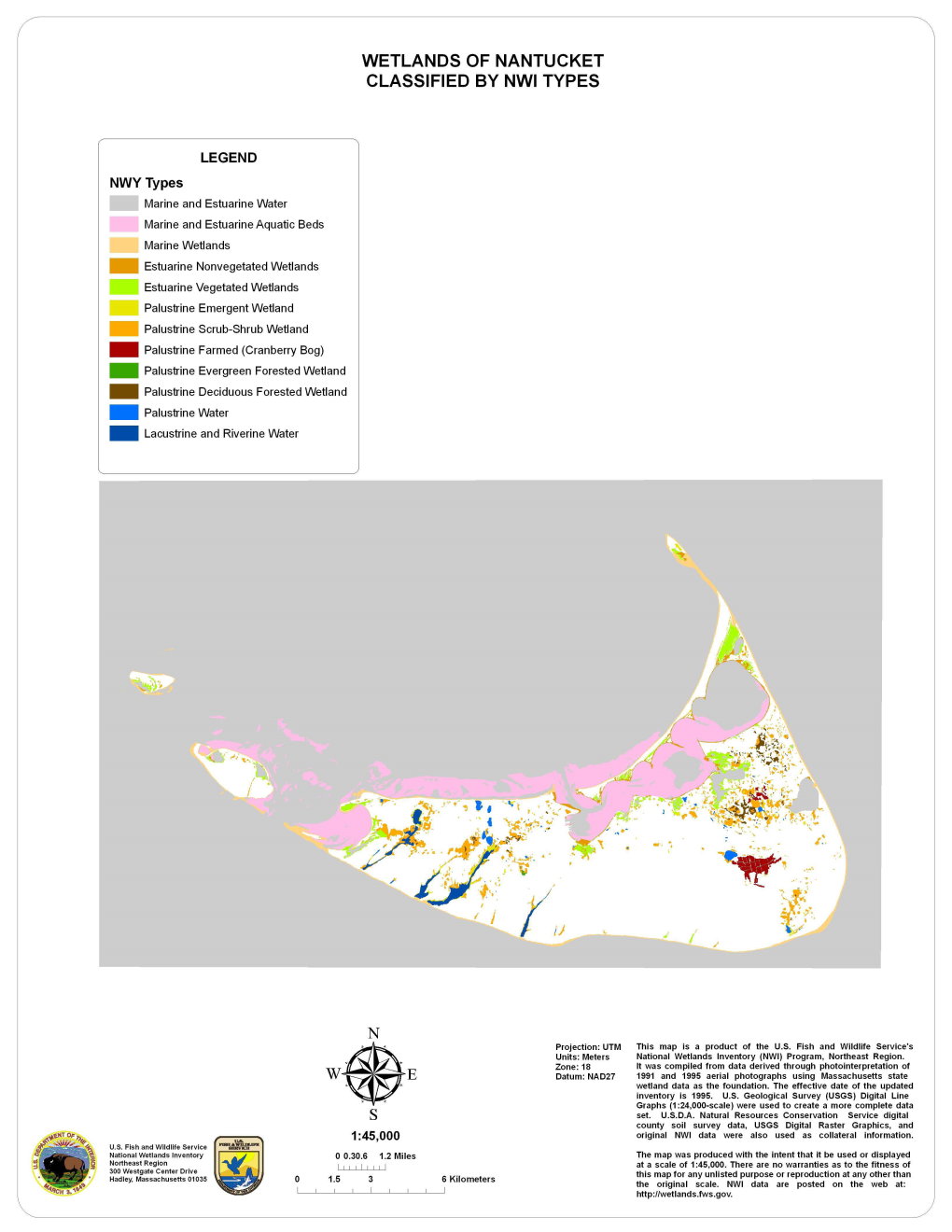 Wetlands of Nantucket Classified by Nwi Types