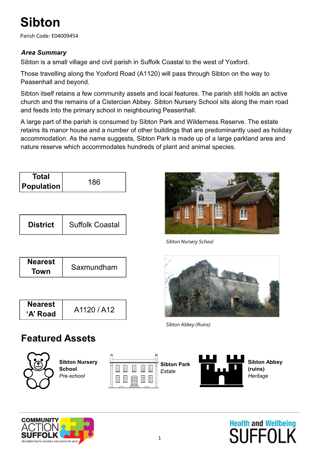 Sibton Parish Code: E04009454